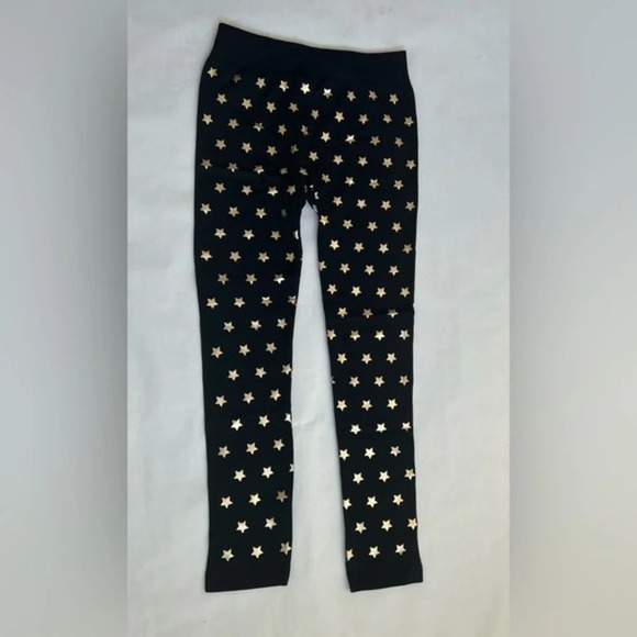 Poof! Pants - Poof New York Women's Black Golden Stars design Comfy Legging, size M (10-12)
